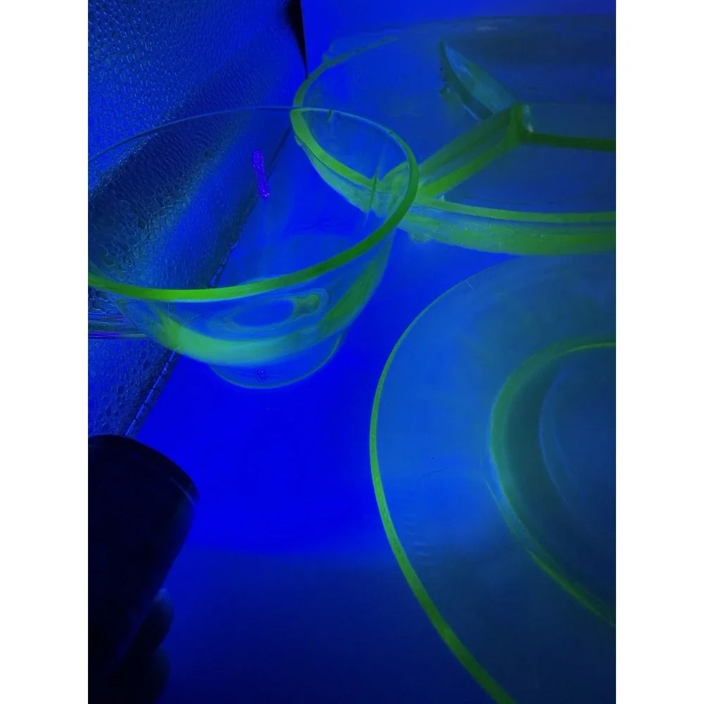 Vintage Uranium Green Depression Glass Mixed Lot  UV Glow (imperfections-read)